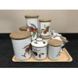 A tray of ten Royal Worcester Evesham kitchen storage jars