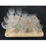 A tray of crystal glasses