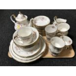 A tray of forty pieces of Paragon Victoriana rose tea and dinner ware
