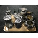 A tray of twentieth century plated ware, tankard,