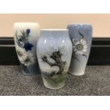 Three Royal Copenhagen vases,