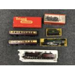A box of boxed Triang Railways locomotives inc.