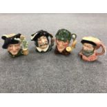 Four large Royal Doulton character jugs - The Sleuth, Falstaff,