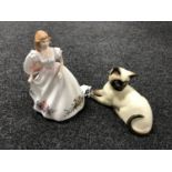 A Beswick figure - Cat model 1558 together with a Royal Doulton figure- Joanne HN4322