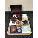A tray of Danbury Mint sunken treasure from the reign of George III coins in chest together with