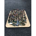 A tray of approximately 100 Del Prado metal figures and three cannons