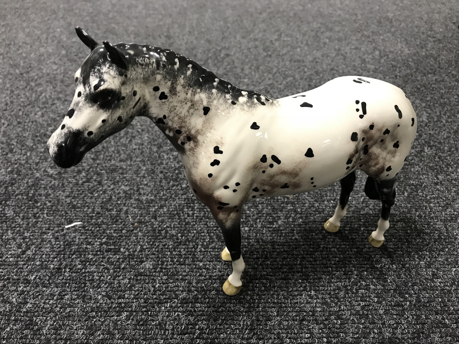 A Beswick horse - Appaloosa stallion, model AH1772, black and white,