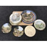 A tray of collector's plates, religious wall plaques,