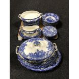 Approximately thirty eight pieces of blue and white Colonial pottery dinner ware