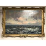 John Falconer Slater : Evening Effect, Whitley Bay, Northumberland, oil on canvas, 90 cm x 59 cm,