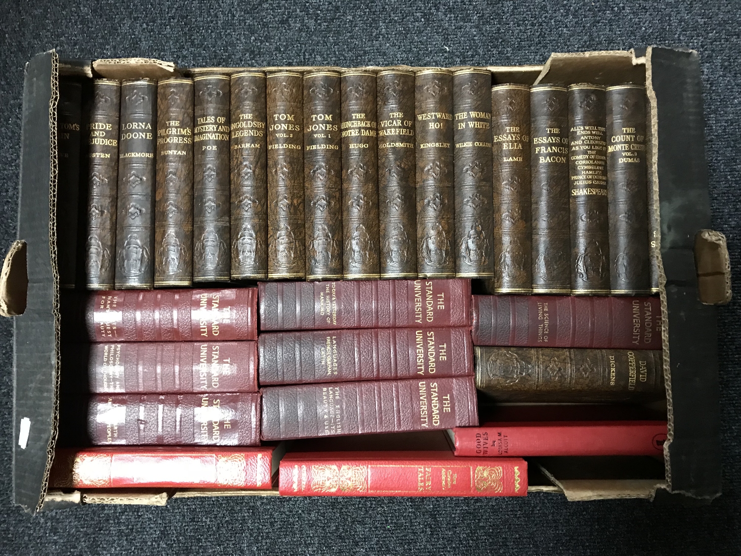 A box nineteen volumes Oldhams Press classics together with seven volumes - The Standard University