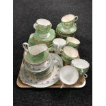 A tray of Paragon Bordeaux part tea service together with a New Chelsea part tea service