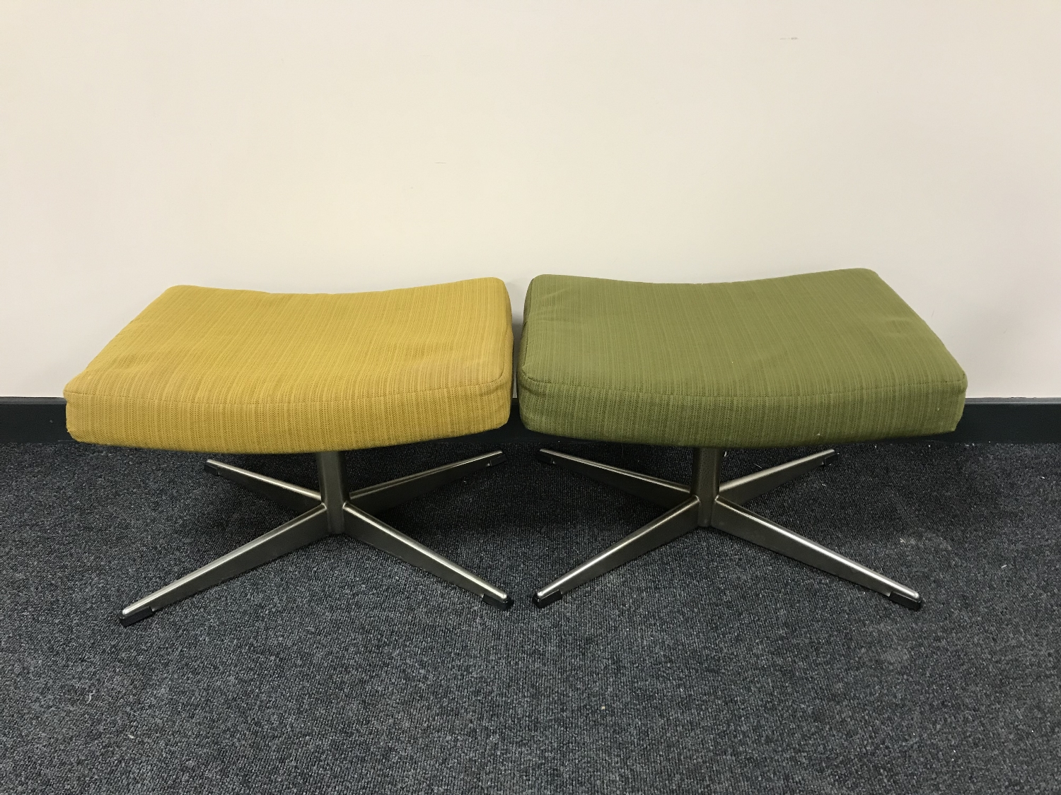 Two mid 20th century footstools on chrome bases