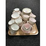 A tray of 20 piece Tuscan bone china tea service together with a 20 piece Lorrie and Company tea