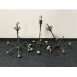 Three continental brass light fittings