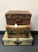 Three vintage luggage cases