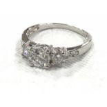 A silver cz tiered dress ring