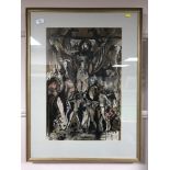 Anne Brodie : Crucifixions, watercolour, 38cm x 56cm, signed,