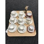 A tray of Hummel figure, six Royal Doulton The Picardy cups and saucers,