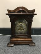 A mahogany cased Smiths Enfield bracket clock with brass and silvered dial