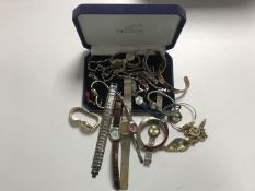 A box of assorted lady's and gent's wrist watches and a boxed Sekonda watch