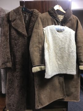 Four vintage ladies coats, including a sheepskin coat,