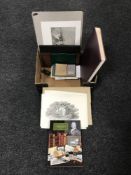 A box containing an interesting album of engraved plates and historical letters,