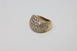 An 18ct gold large bombe diamond ring, set with 80 good quality diamonds, approximately 4ct.