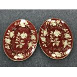 A pair of Wedgwood Ruby Tonquin ashets CONDITION REPORT: Minor surface wear but