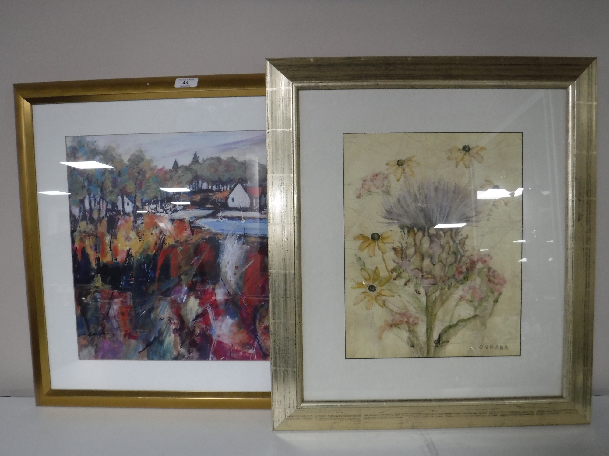 Nine assorted contemporary framed prints and photographs together with two floral framed mirrors