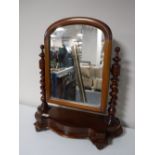 A Victorian mahogany barley twist toilet mirror