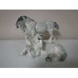 A Beswick figure of a shire horse, front foot raised, grey, (a/f),