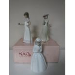 Two Nao figures boxed, 'Girl With Flower', 'Girl Holding Candlestick', (AF),