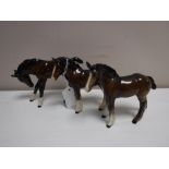 Three Beswick figures of foals (brown gloss)