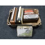 A box of six vintage transistor radios