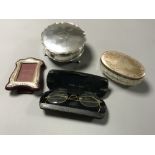 A silver dressing table casket, together with a silver dressing table pot,