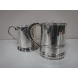 Two silver tankards,