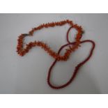 Two vintage coral necklaces (2)