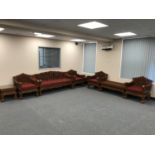 A good quality eight piece carved Eastern hardwood lounge suite, comprising of three seater settee,