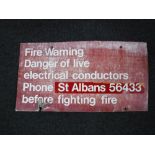 A mid 20th century enamel fire warning notice