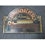 A wooden snooker rooms sign