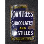 An early twentieth century Rowntrees chocolate and pastilles enamelled sign