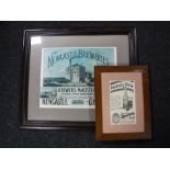 A framed print, Newcastle Breweries,