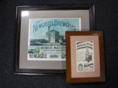 A framed print, Newcastle Breweries,