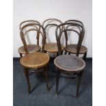 A set of five bentwood chairs