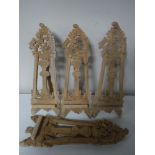 Four carved pine miniature easels