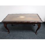 An inlaid mahogany glass topped coffee table and a lamp table (2)