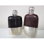 A silver plated hip flask by Hawkesley,