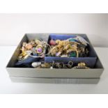 A box containing a large quantity of assorted costume jewellery