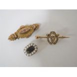 A Georgian pearl memorial brooch,